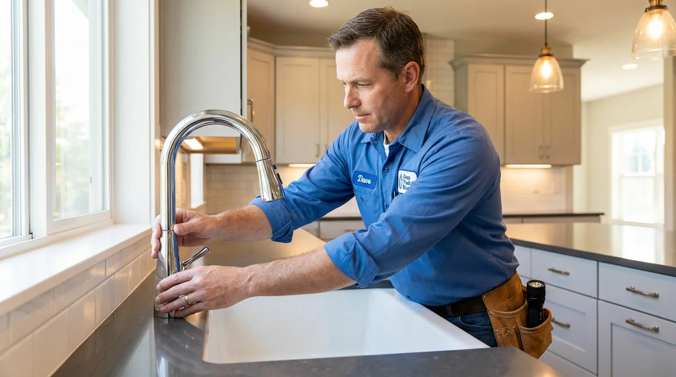 Kitchen faucet installation by Johns Plumbing LLC in Woodworth
